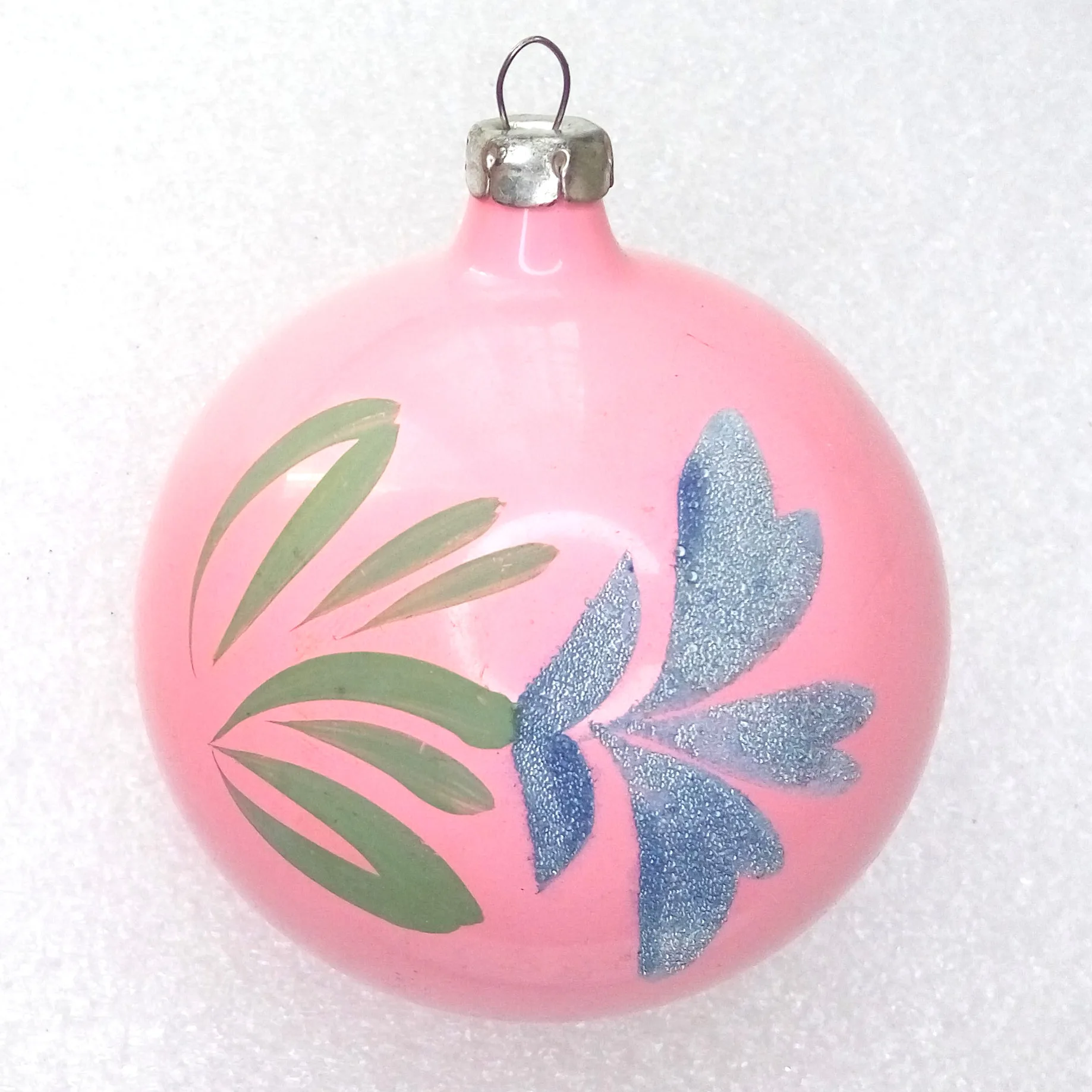 Vintage Ukrainian Glass Christmas Ornament Ball