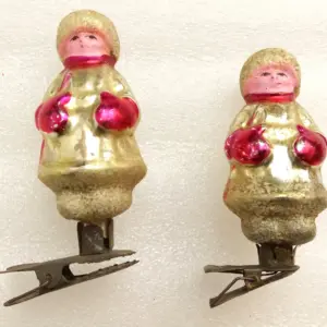 Set of 2 Vintage USSR Glass Christmas Ornaments Boys