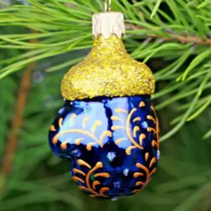 Ukrainian Glass Christmas Ornament Mitten