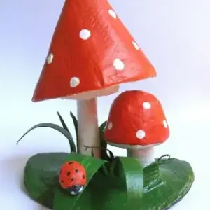 Unique Ukrainian Papier Mache Christmas Ornament Tree Mushroom