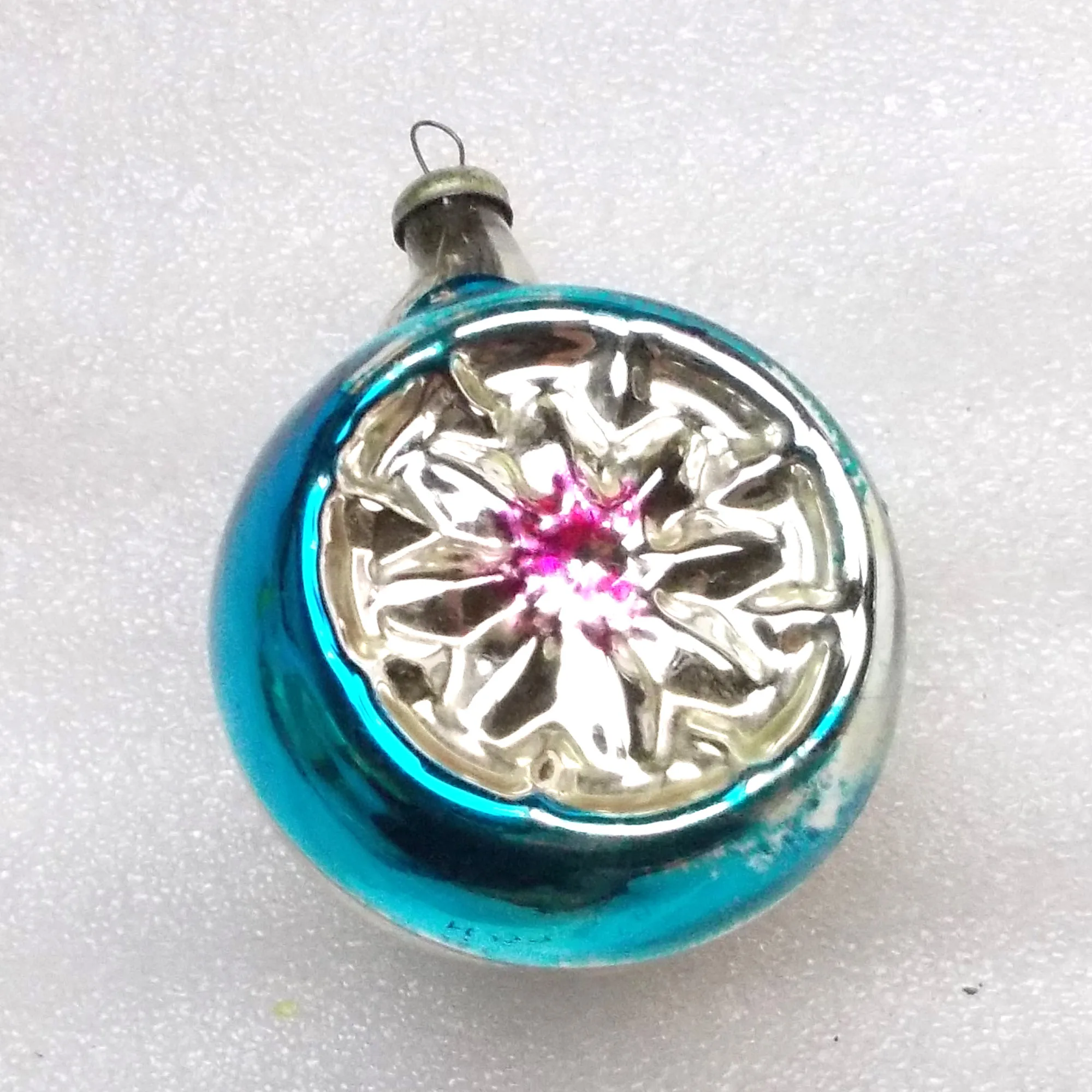 Vintage Russian Glass Christmas Tree Ornament Ball Snowflake