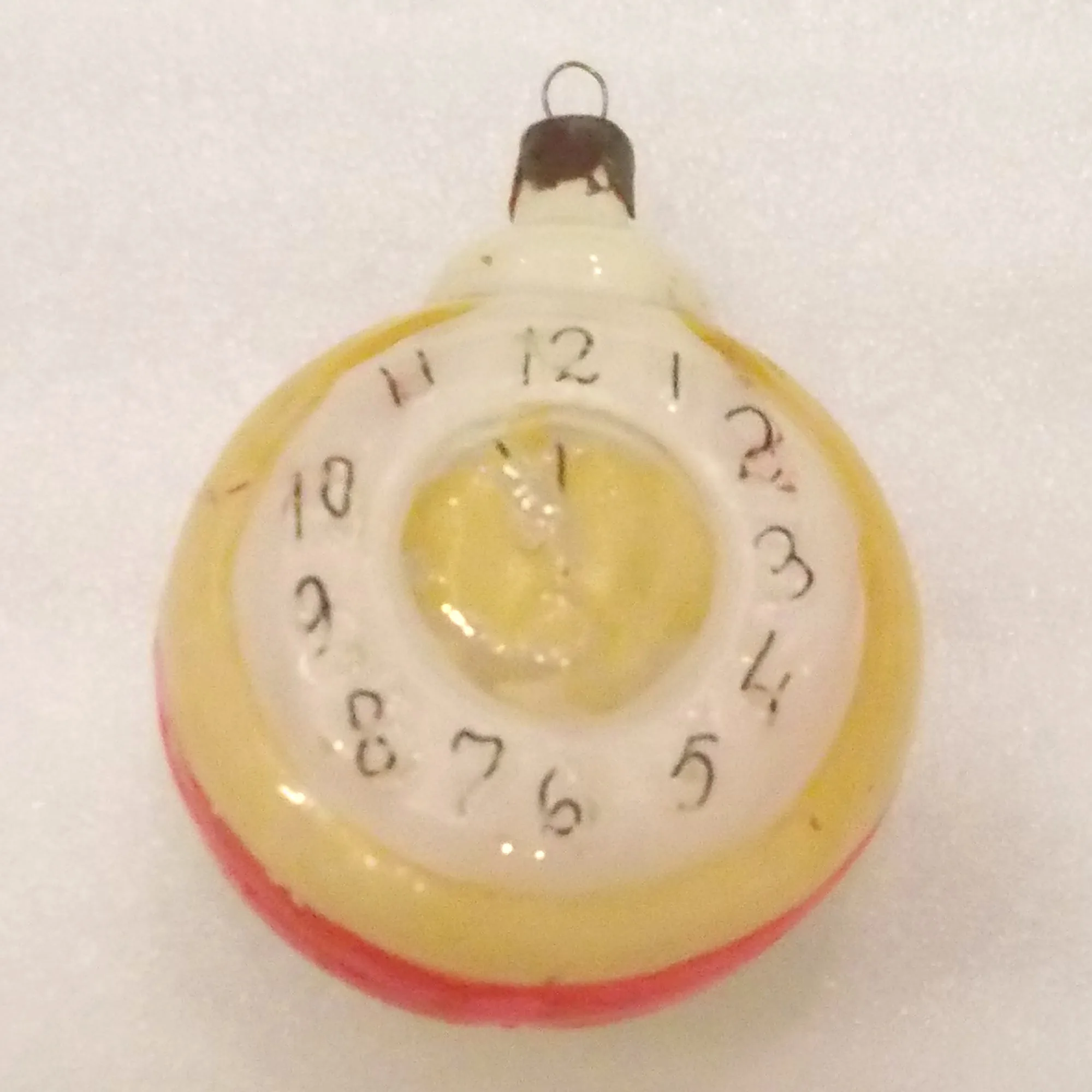 Vintage Glass Christmas Tree Ornament Toy Old Clock