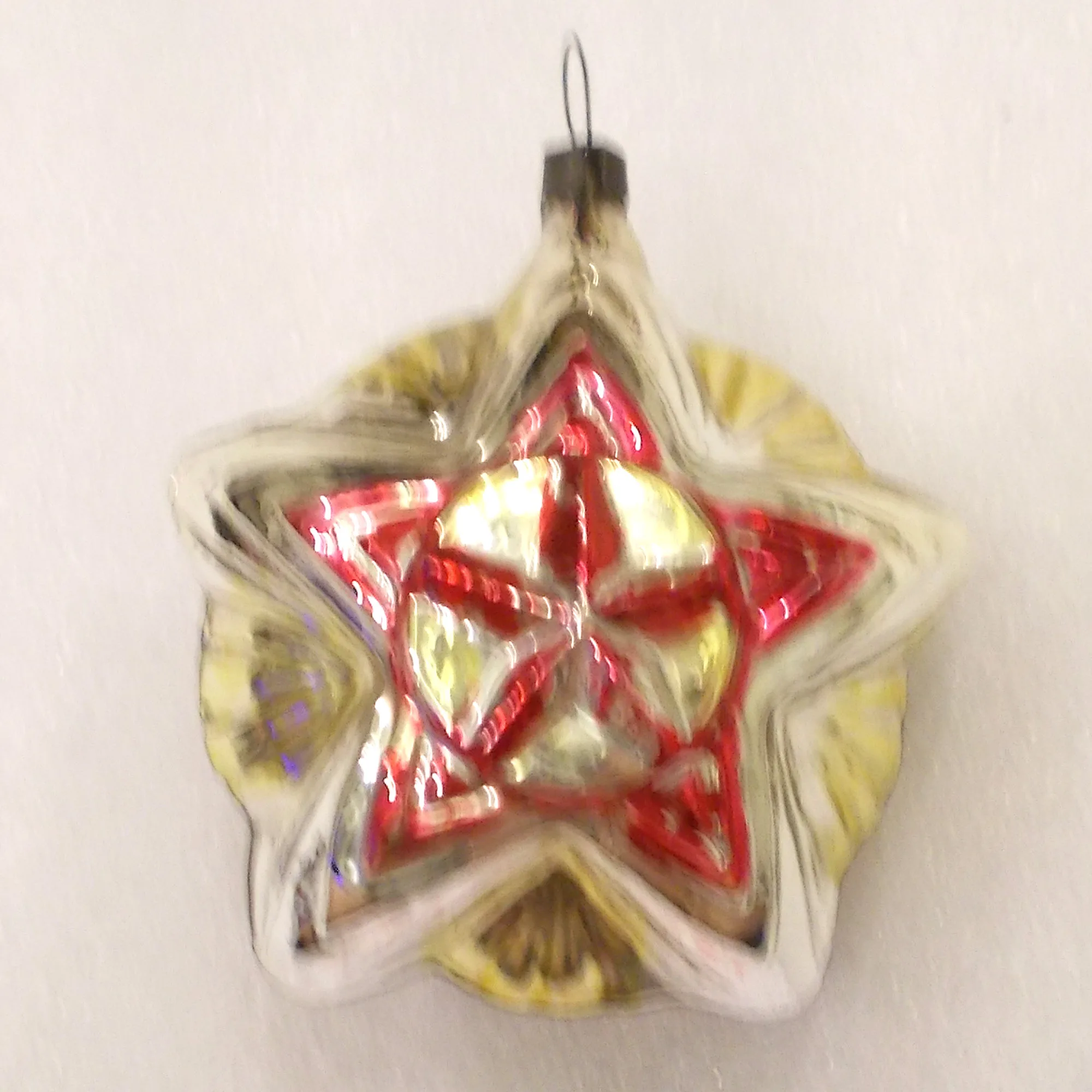 Vintage Glass Christmas Tree USSR Ornament Red Star