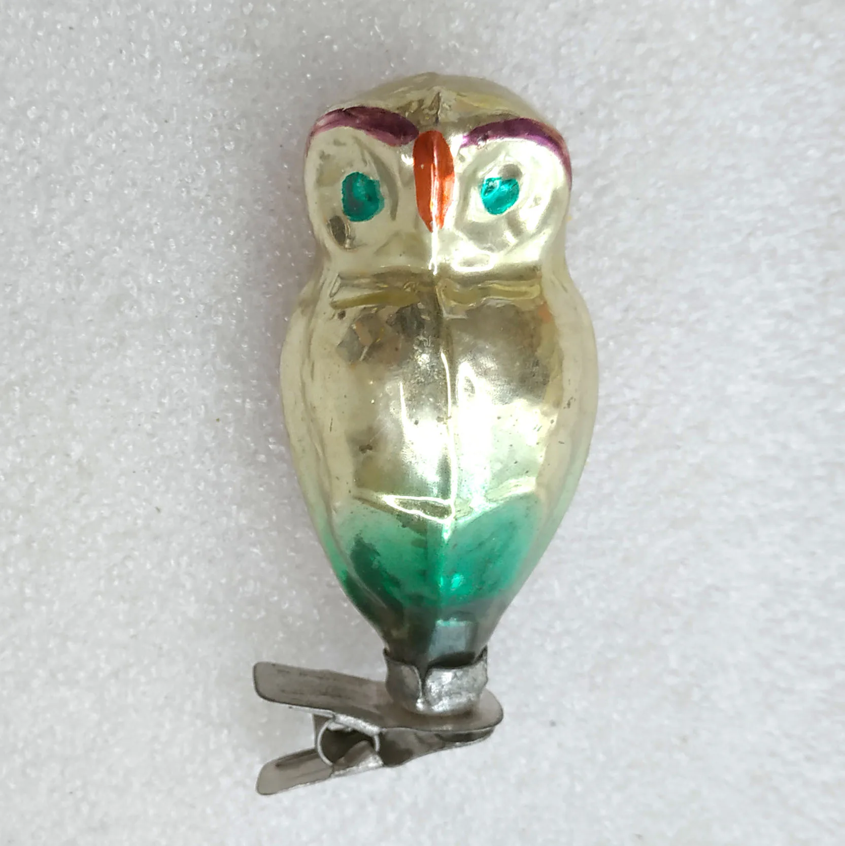 Antique Vintage Russian Glass Christmas Ornament Old Owl