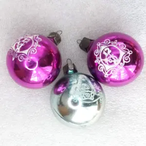 Set of 3 Vintage Glass Christmas Ornaments Balls