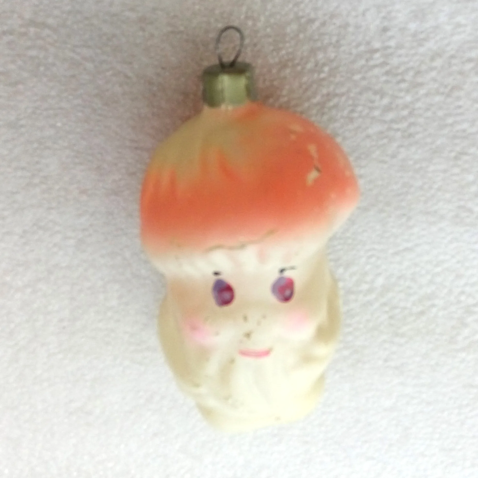 Antique Vintage Glass Christmas Ornament Mushroom