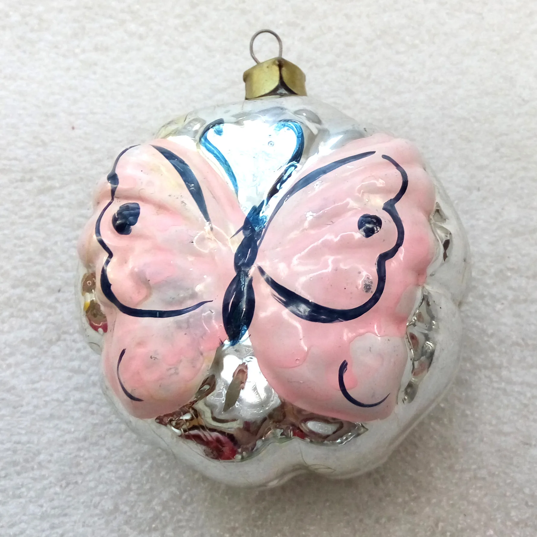 Antique Vintage Glass Christmas Ornament Butterfly