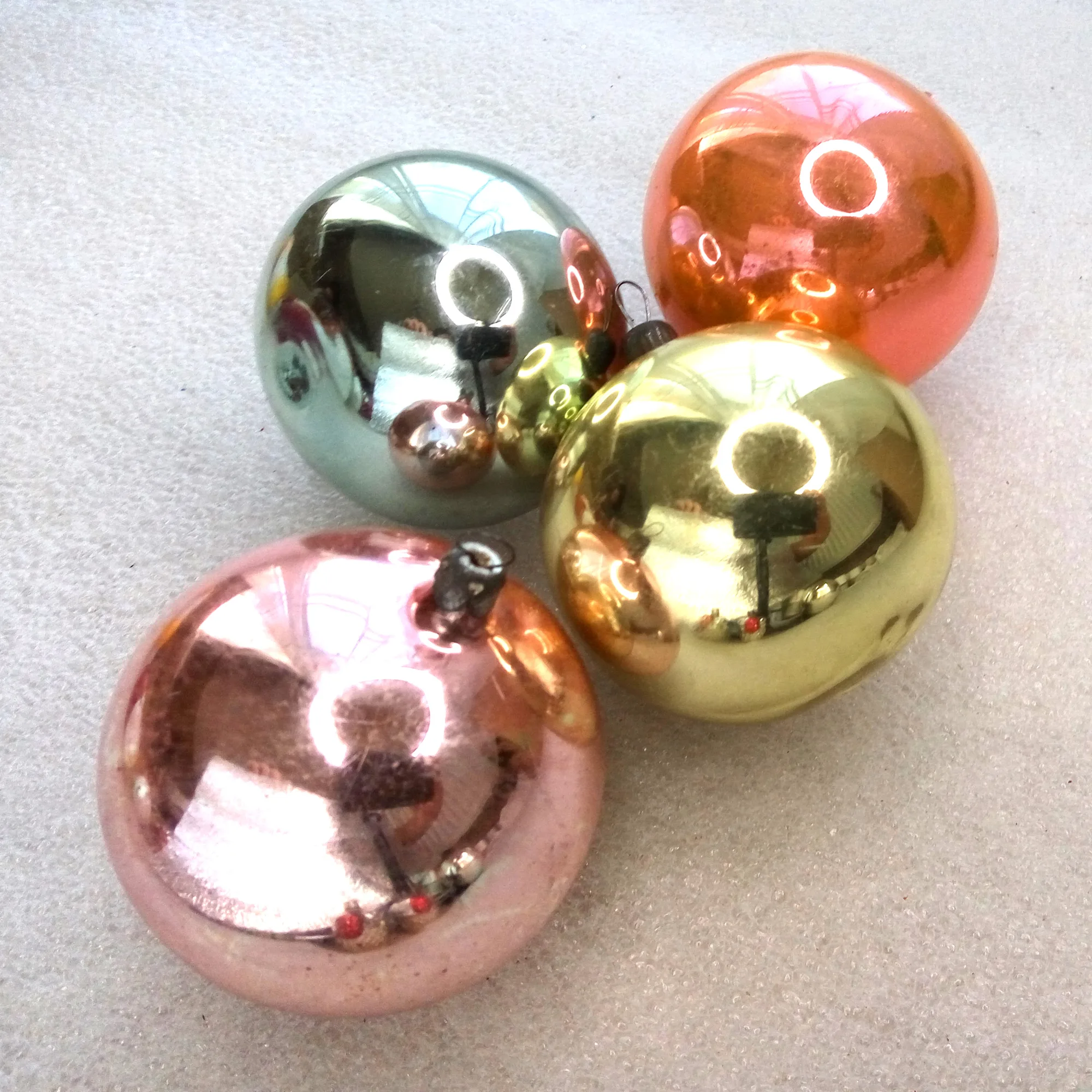 Set of 4 Vintage Glass Christmas Ornaments Balls