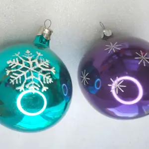 Set of 2 Antique Vintage Glass Christmas Ornaments Balls
