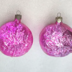 Set of 2 Antique Vintage Glass Christmas Ornaments Snowflake