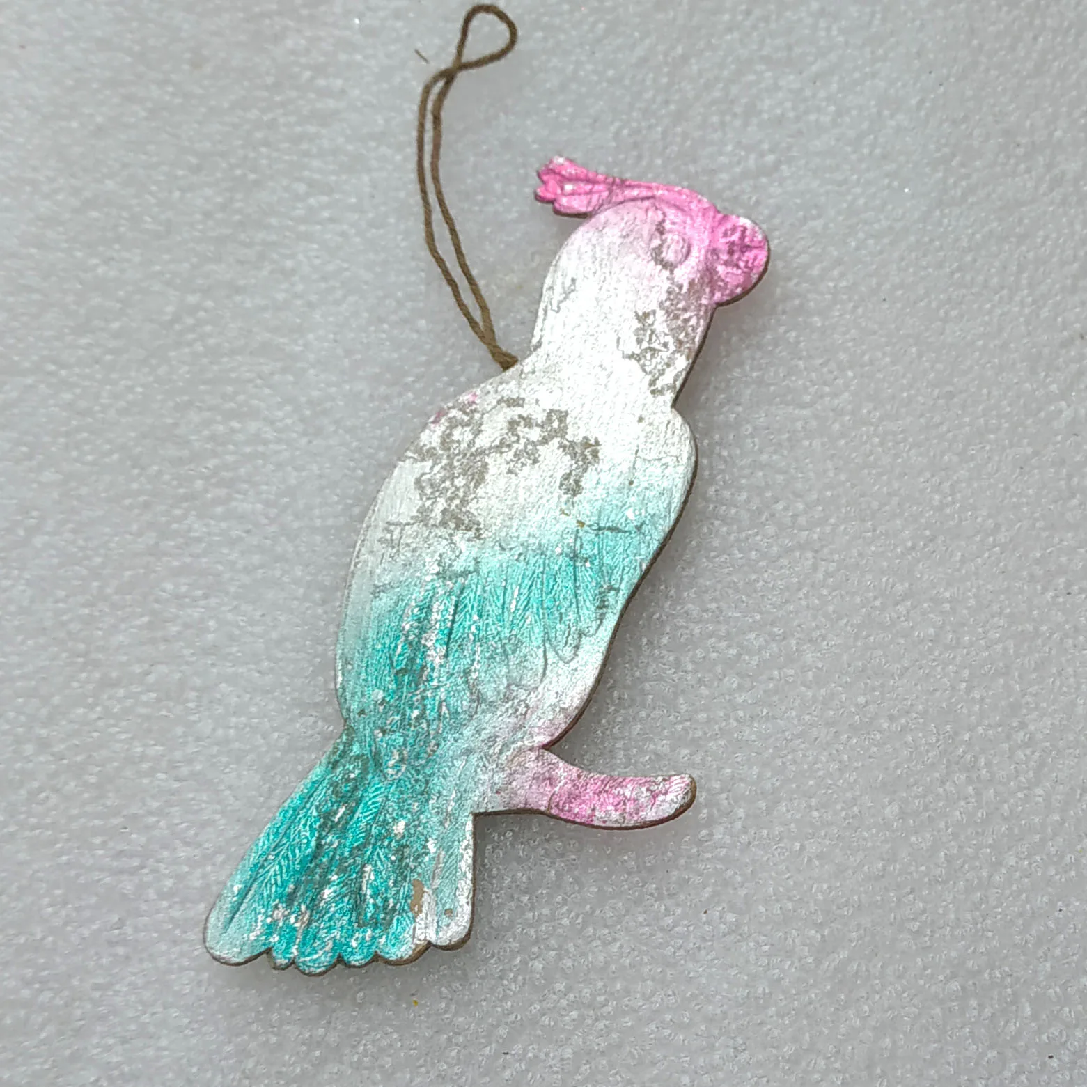 Antique Vintage Dresden Cardboard Christmas Ornament Parrot