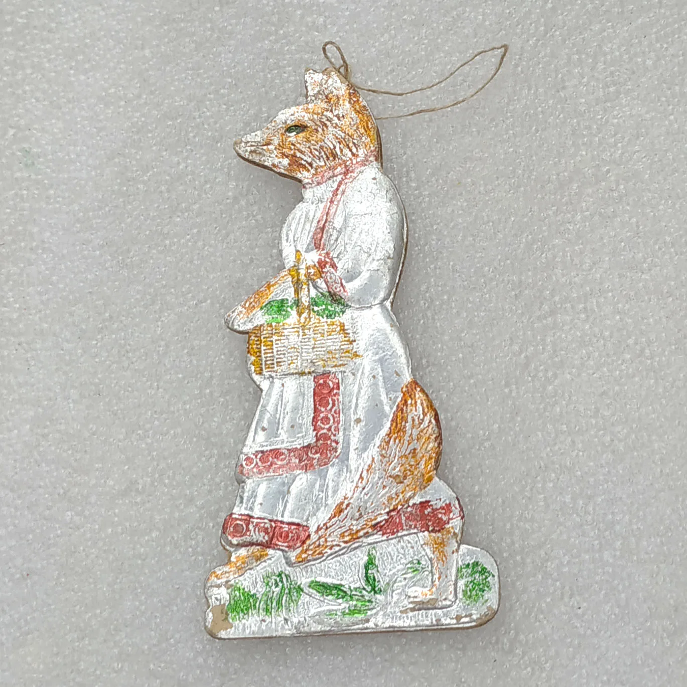 Antique Vintage Dresden Cardboard Christmas Ornament Fox