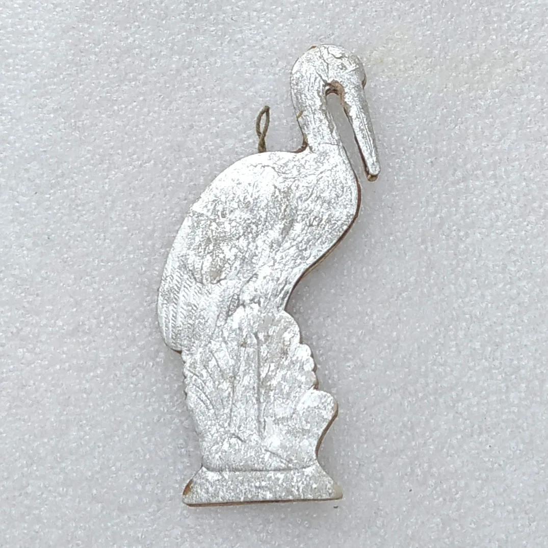 Antique Vintage Dresden Cardboard Christmas Ornament Heron