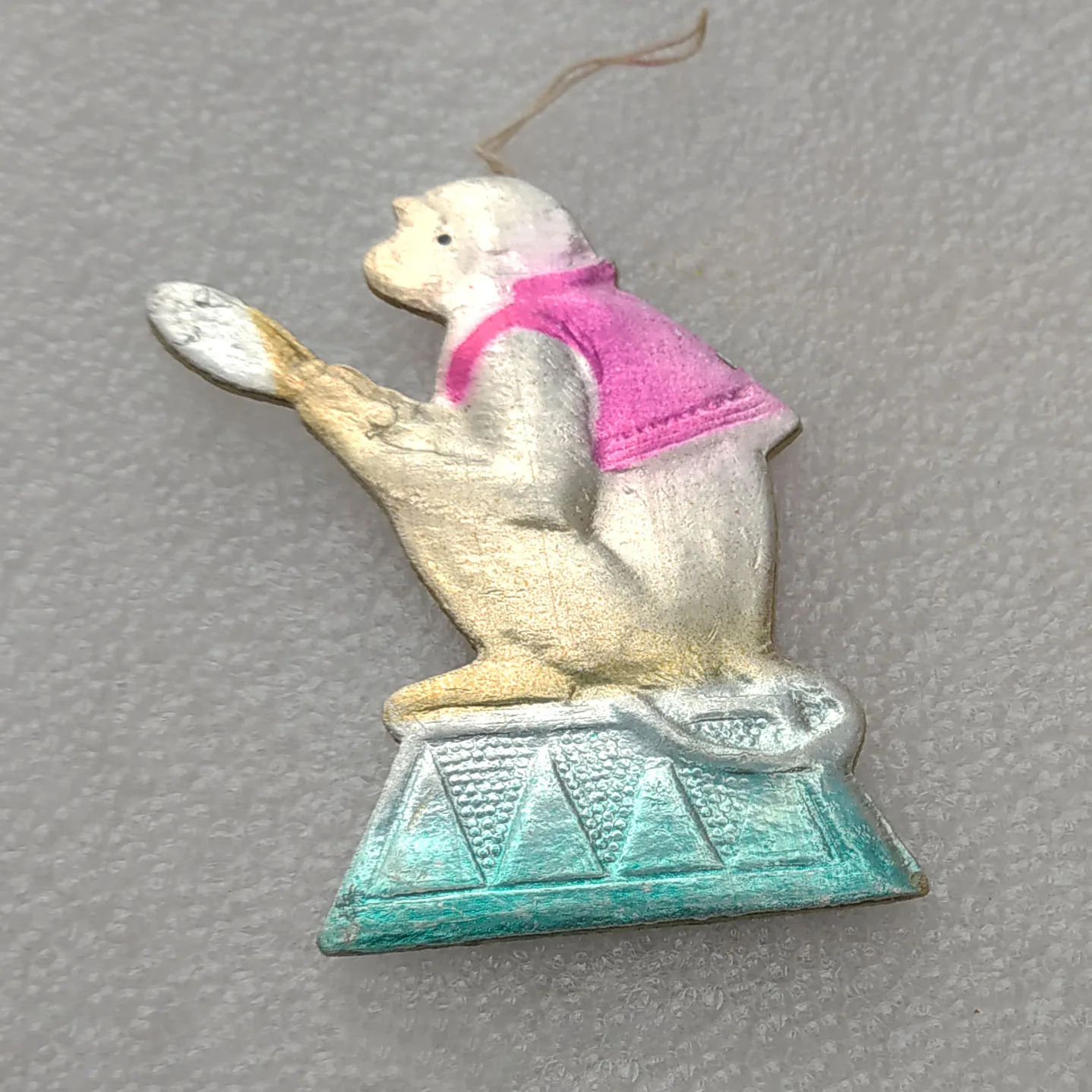 Antique Vintage Dresden Cardboard Christmas Ornament Monkey