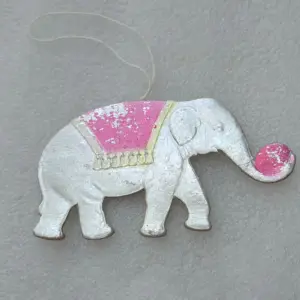 Antique Vintage Dresden Cardboard Christmas Ornament Elephant