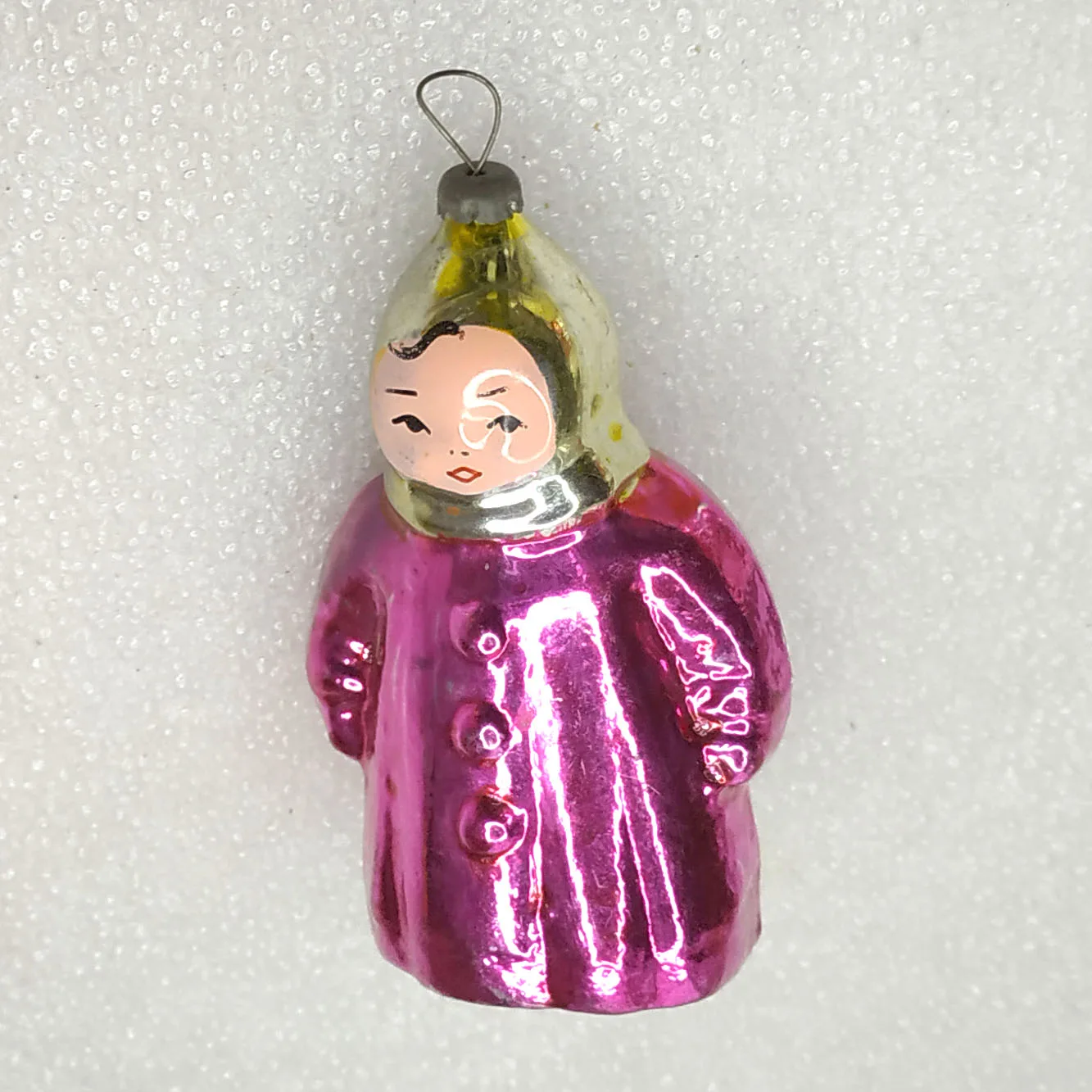 Vintage Silver Glass Christmas Soviet Ornament Girl