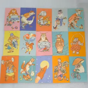 Set Antique Vintage USSR Christmas Flags with Animals