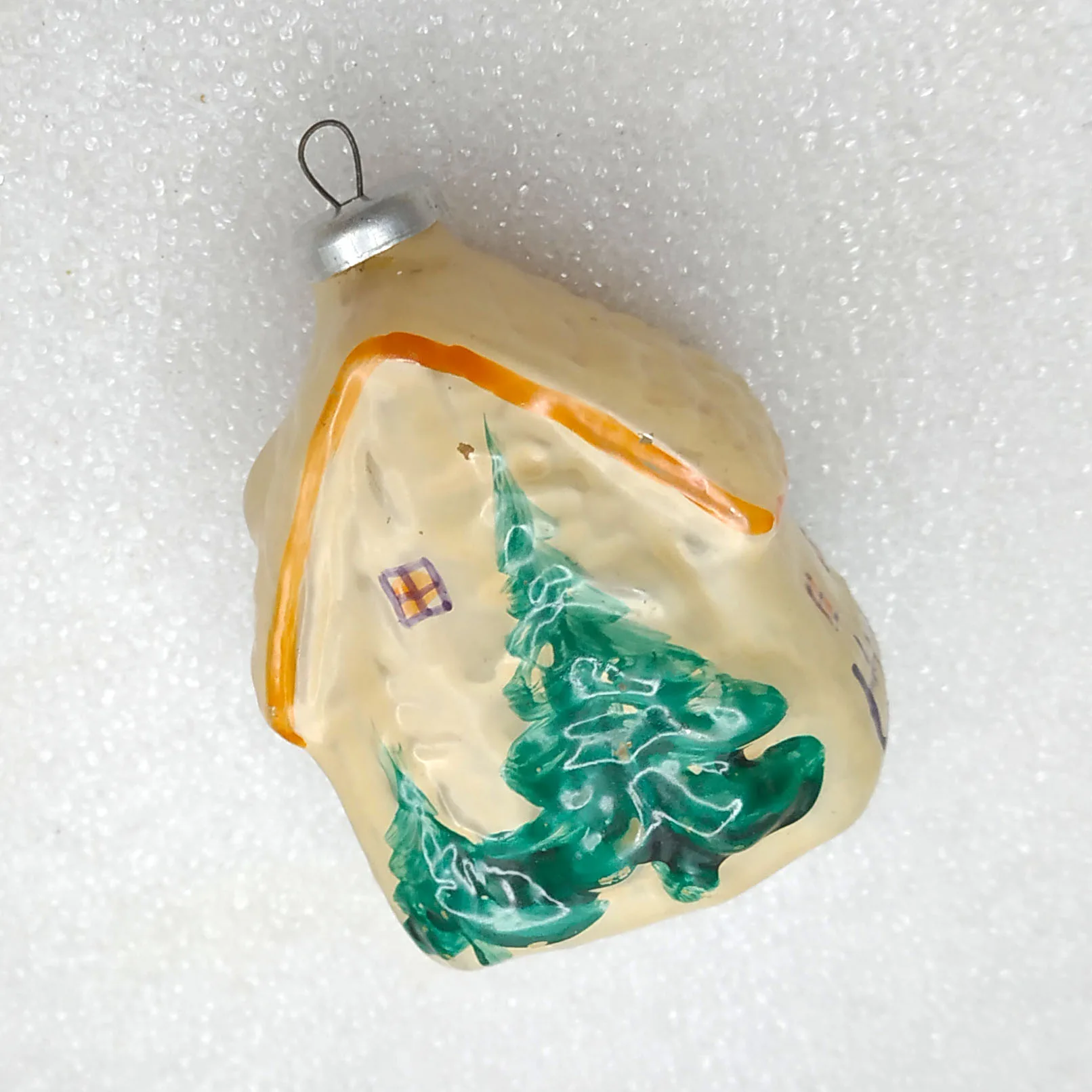 Antique Vintage Russian Glass Christmas Ornament House