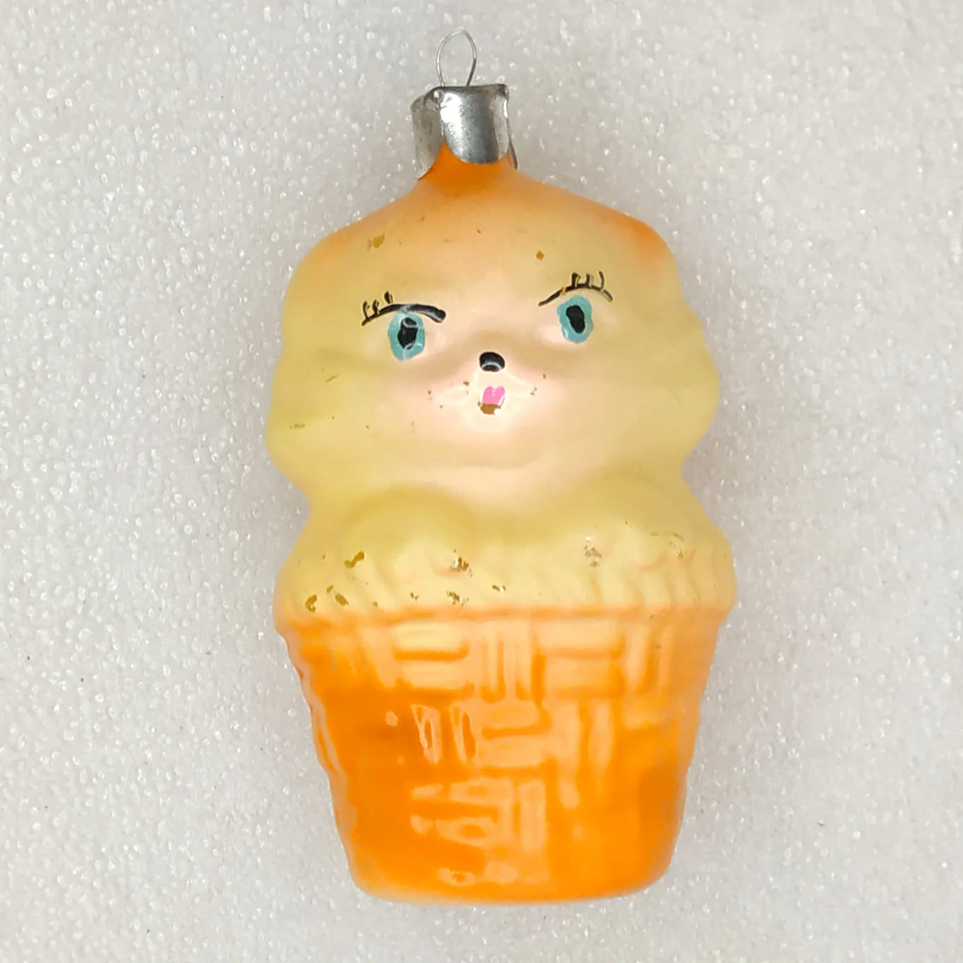Antique Vintage Russian Glass Christmas Ornament Kitten