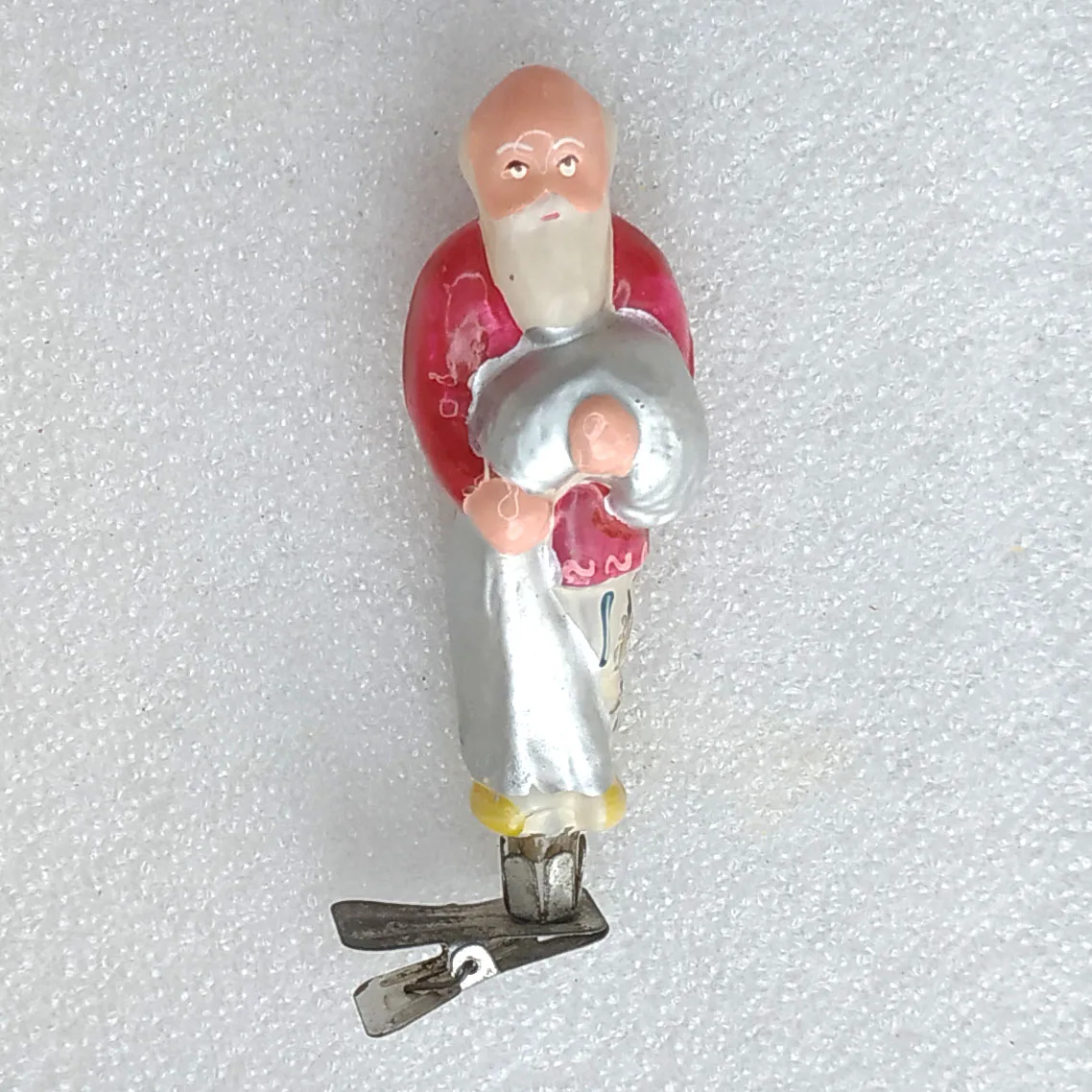 Antique Vintage Glass USSR Christmas Ornament Old Fisherman