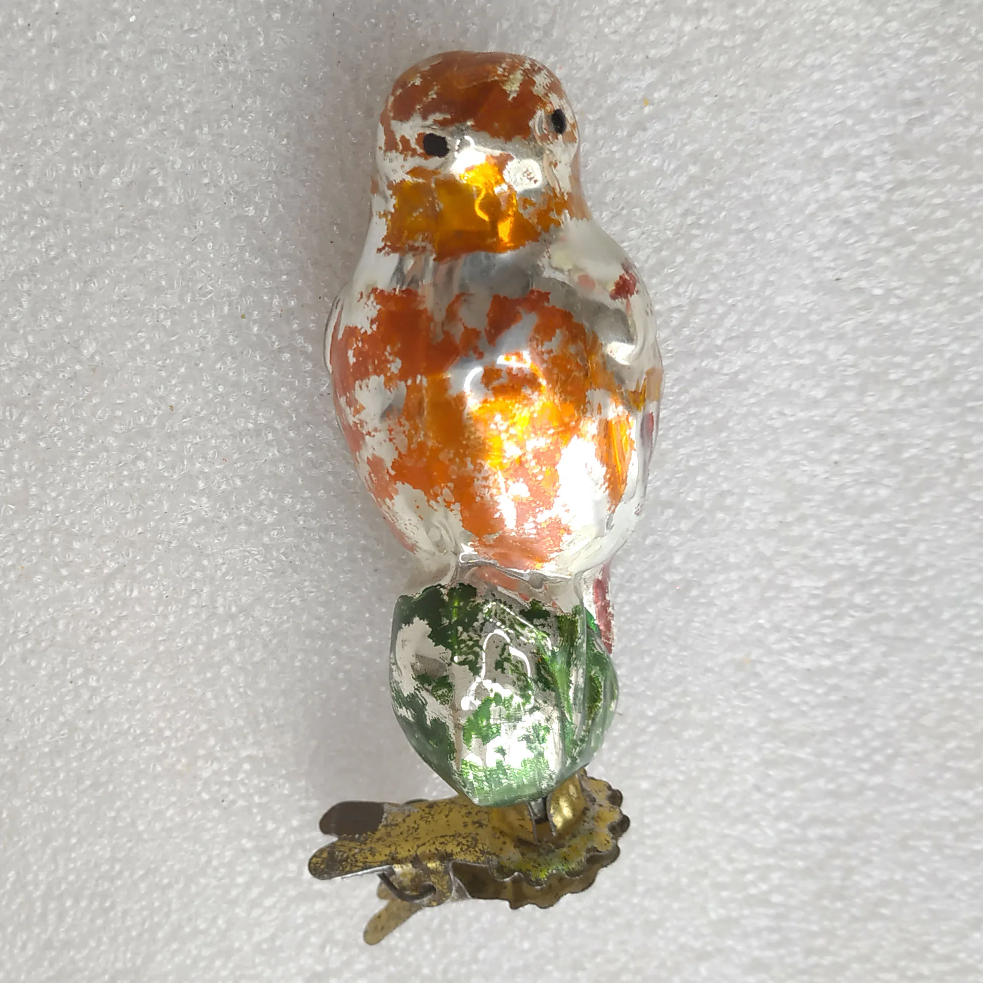 Antique Vintage USSR Glass Christmas Ornament Old Bird