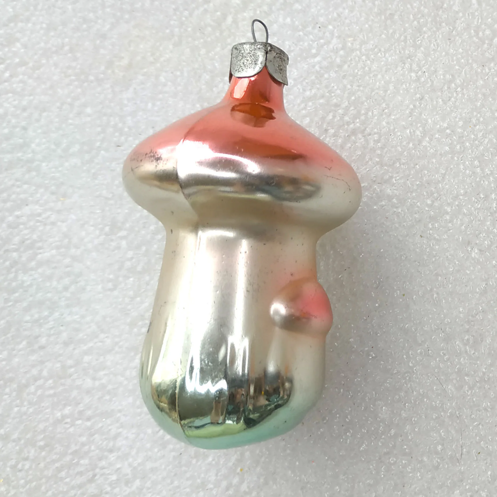 Antique Vintage Russian Glass Christmas Ornament Mushroom