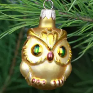 Ukrainian Glass Christmas Ornament Owl