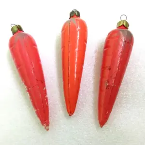 Set of 3 Vintage Glass Christmas USSR Ornaments Old Carrots