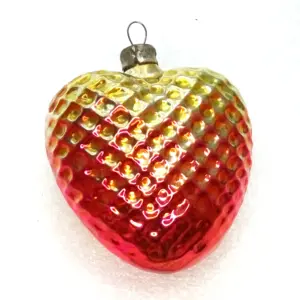 Vintage Ukrainian Glass Christmas Ornament Heart