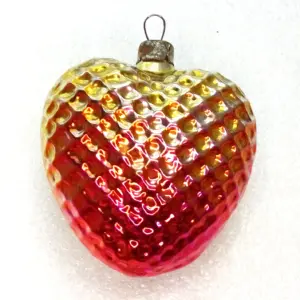 Vintage Ukrainian Glass Christmas Ornament Heart