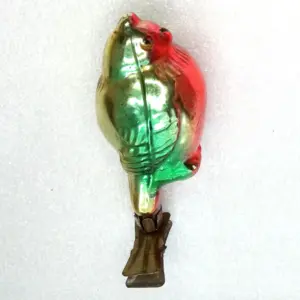 Vintage Ukrainian Glass Christmas Fir Tree Ornament Bird
