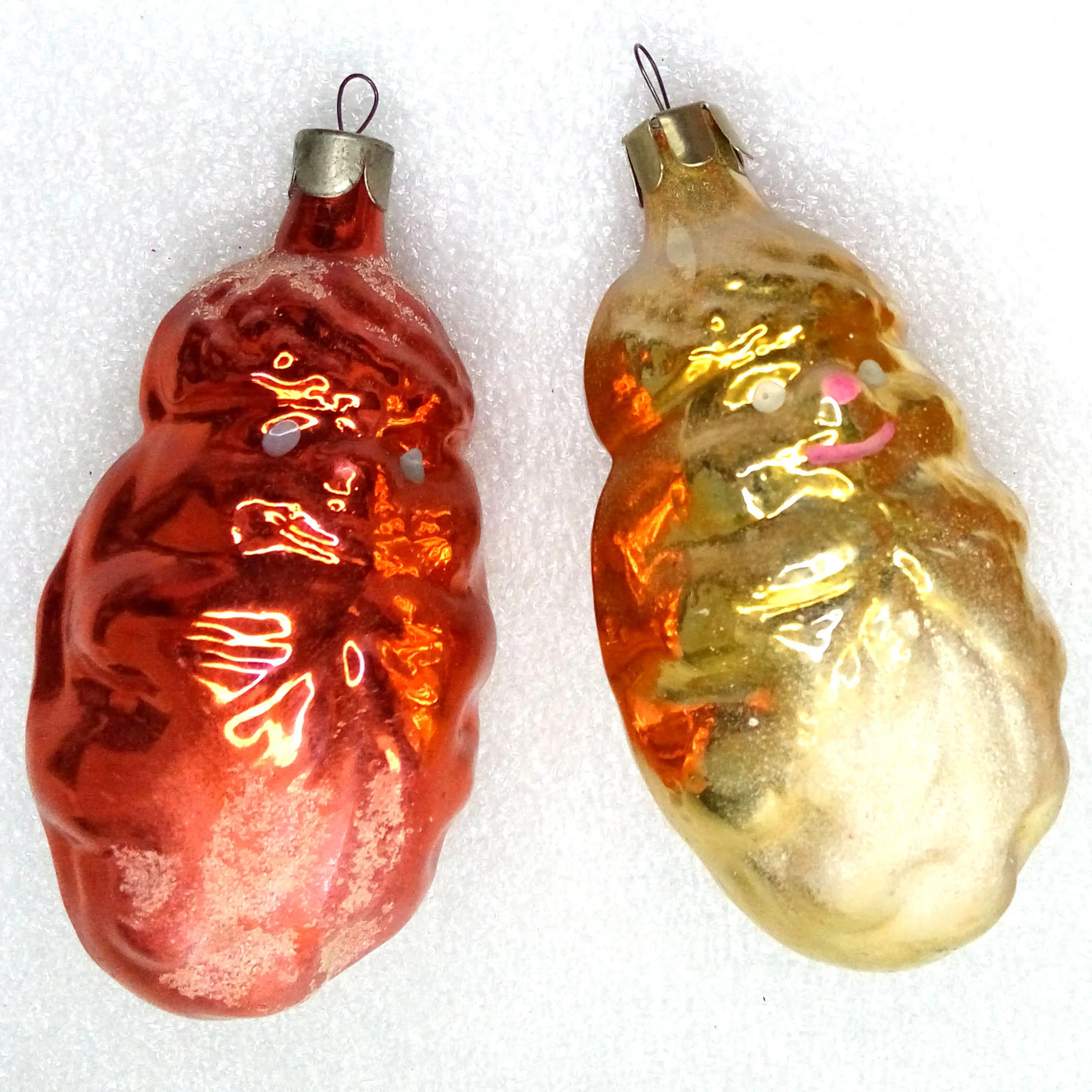 Set of 2 Vintage Glass Christmas USSR Ornaments Acorns Olders