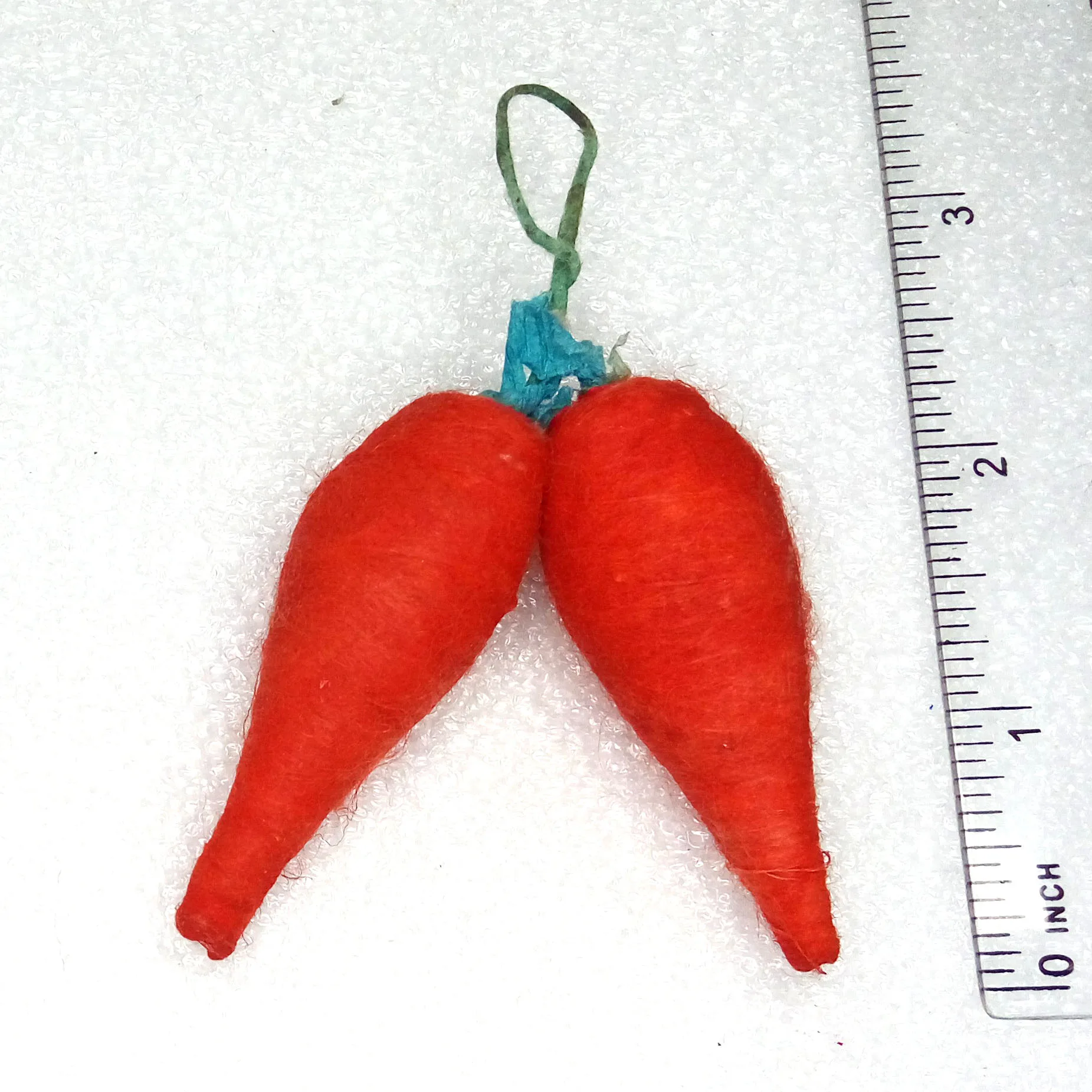 Vintage USSR Spun Cotton Christmas Ornament Carrots