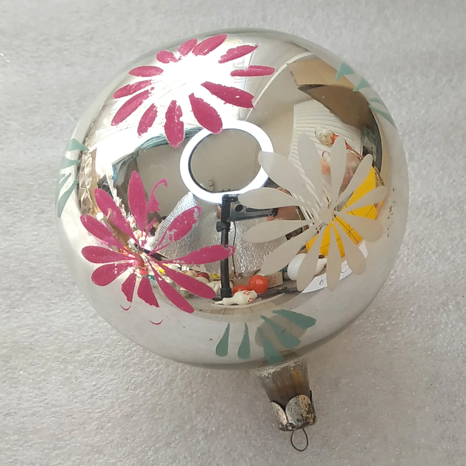 Vintage Christmas Soviet Mercury Glass Ornament Ball