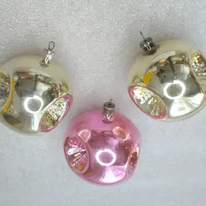 Set of 3 Antique USSR Mercury Glass Christmas Lantern Set Vintage Ornaments