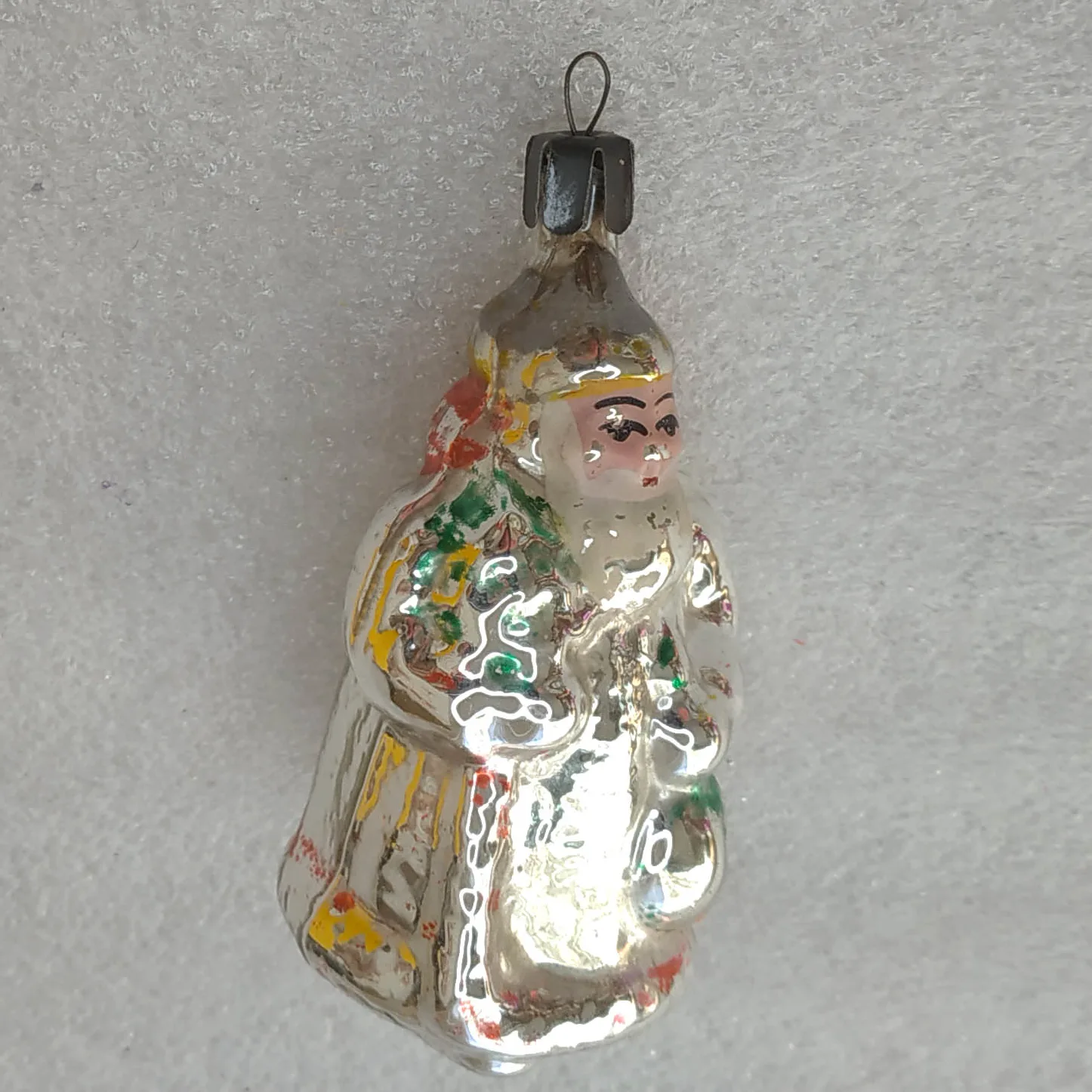 Vintage Christmas Soviet Mercury Glass Ornament Santa