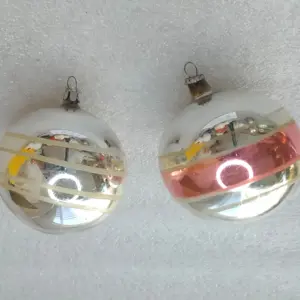 Set of 2 Antique USSR Mercury Glass Christmas Vintage Ornaments Decor Balls