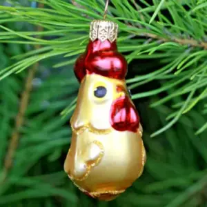 Ukrainian Glass Christmas Ornament Rooster