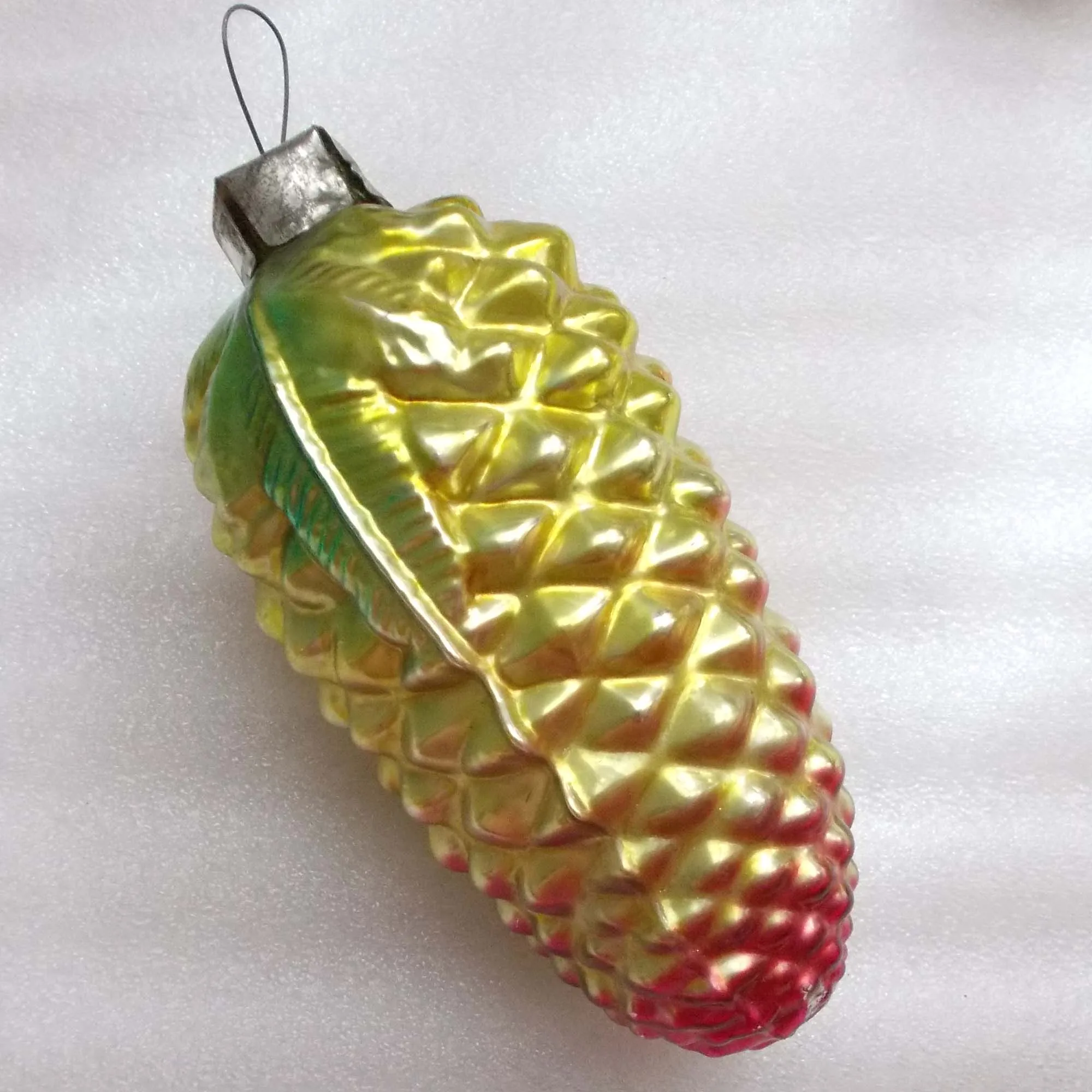 Vintage USSR Glass Christmas Ornament Tree Big Pinecone
