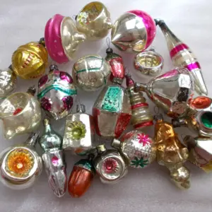 Set of 23 Antique Vintage USSR Glass Christmas Ornament Old Set