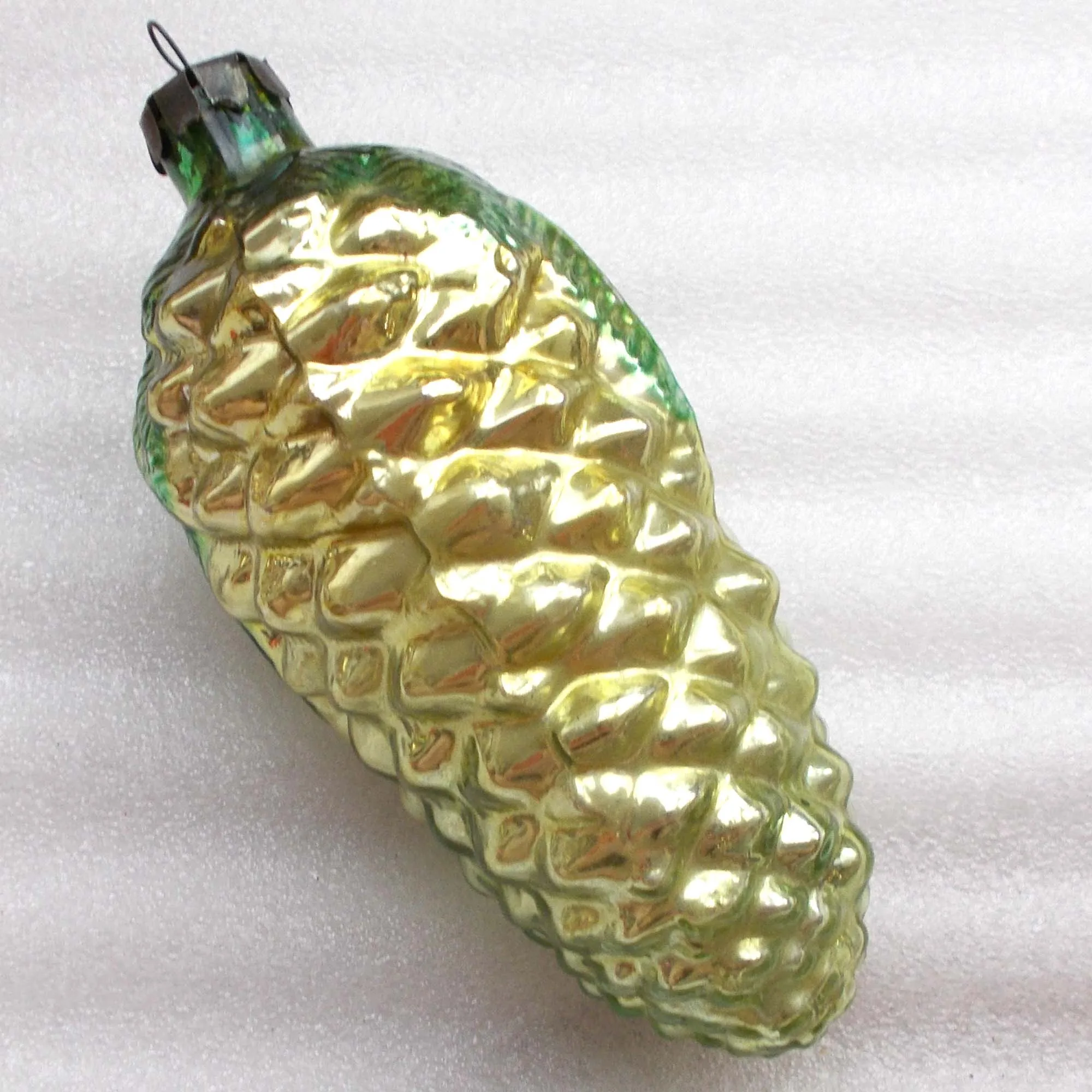 Big Vintage USSR Glass Christmas Ornament Pinecone