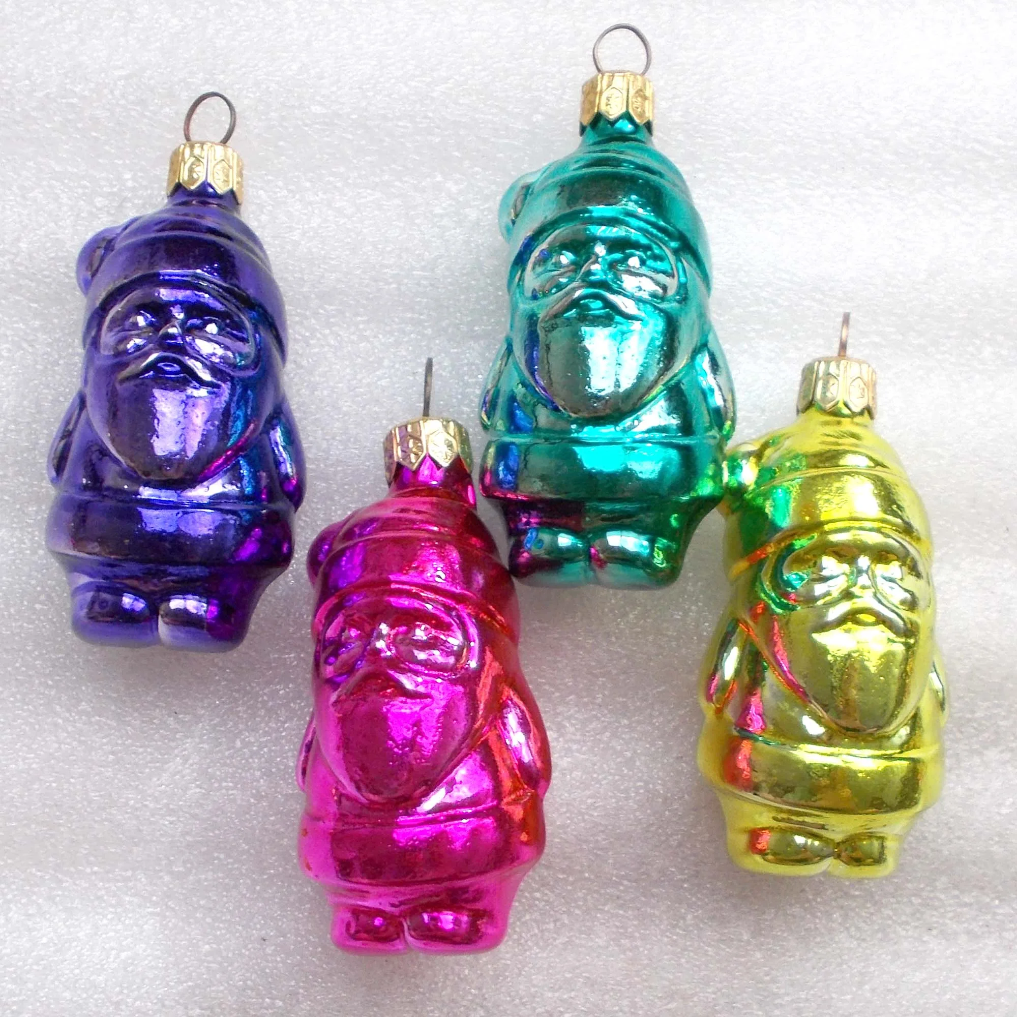 Set of 4 USSR Glass Christmas Ornaments Santa Claus