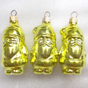 Set of 3 USSR Glass Christmas Ornaments Santa Claus