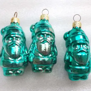 Set of 3 USSR Glass Christmas Ornaments Santa Claus