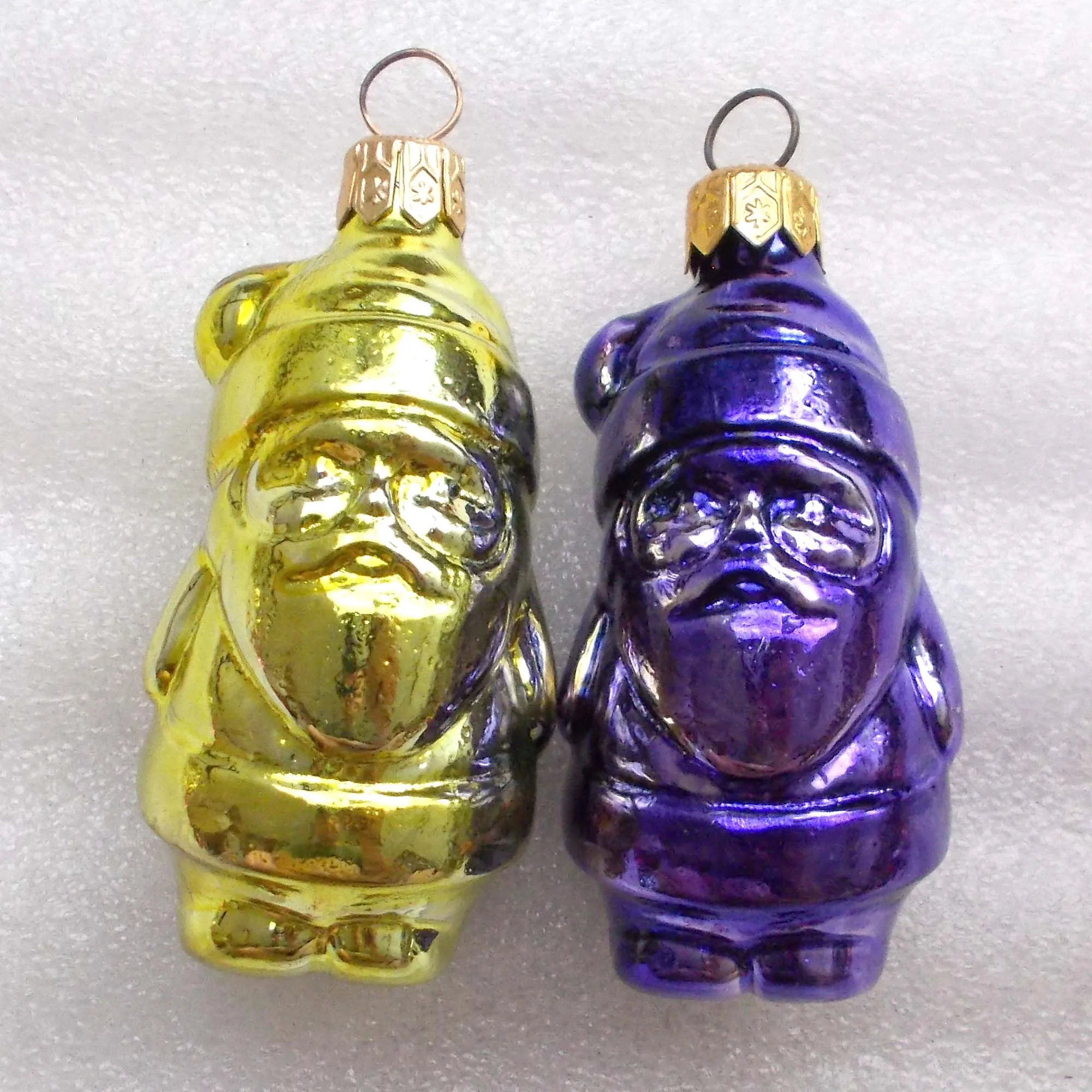Set of 2 USSR Glass Christmas Ornaments Santa Claus