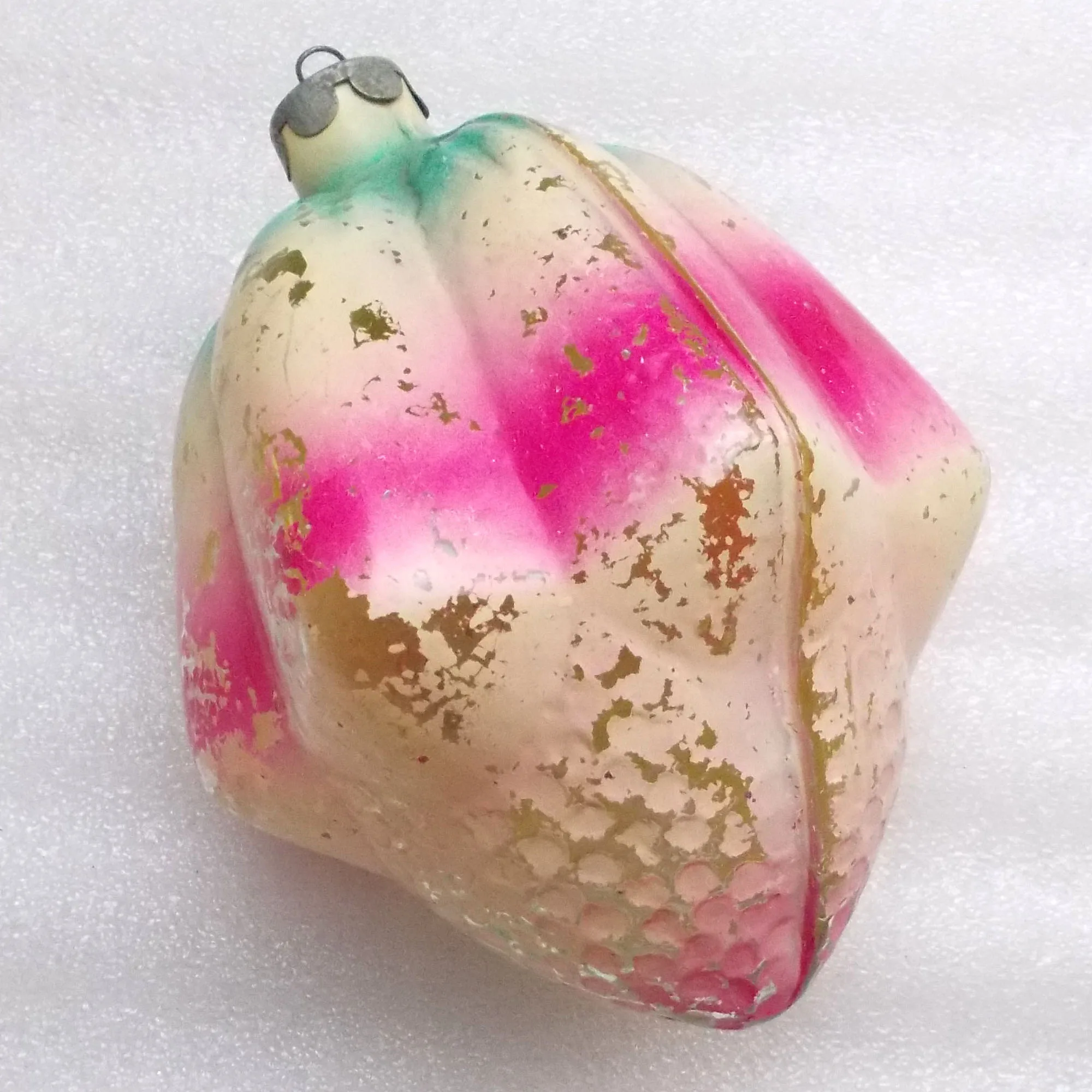 Huge Vintage Russian Glass Christmas Tree Ornament Big Flower