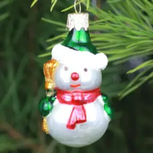 Ukrainian Glass Christmas Ornament Snowman