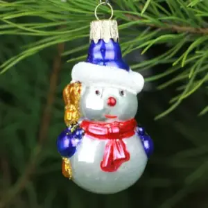 Ukrainian Glass Christmas Ornament Snowman