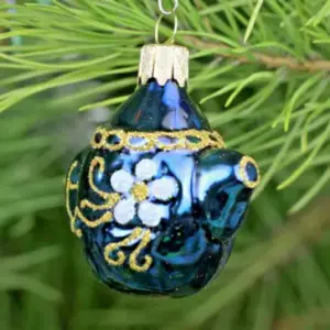 Ukrainian Glass Christmas Ornament Teapot