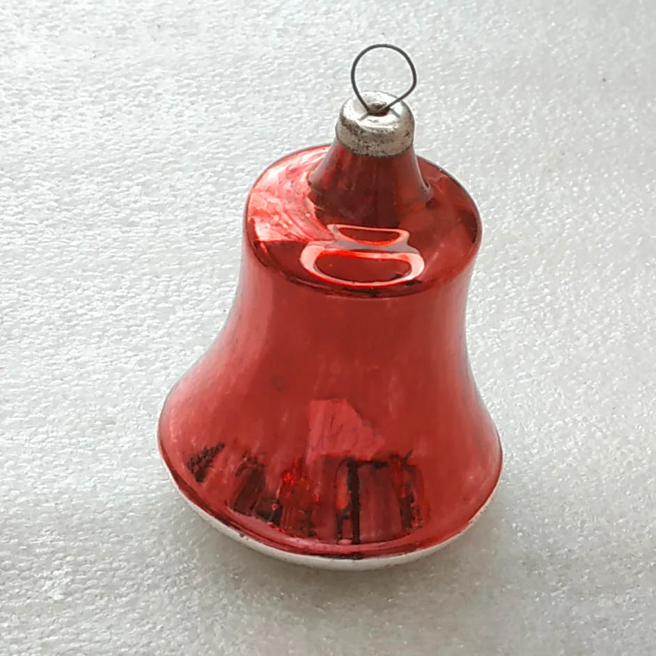 Vintage Christmas Silver Glass Ornament Tree USSR Antique Decor Old Bell